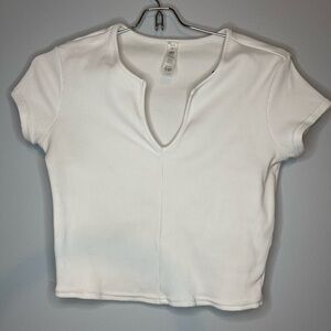 ALO Yoga White Ribbed Crop Top